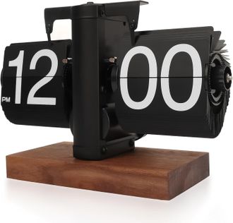 OEM Reloj Retro Con Tapa - Reloj De Escritorio Vintage Digital De Autom&aacute;tico, Funciona Con Pilas, Reloj De Escritorio Mec&aacute;nico, Color Negro, Ideal Para El