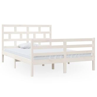 Berkfield Home Bed Frame White Solid Wood Pine 140x200 cm