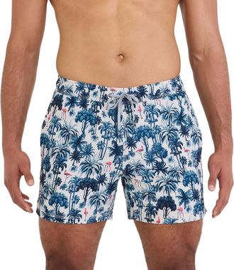 Saxx Oh Buoy 2N1 Volley Swim Trunks In Palm Mixed White Sand
