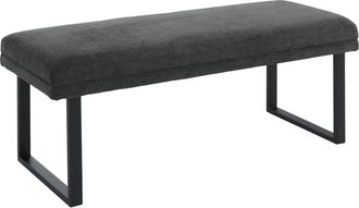 Hhg [nunca Usado] Banco Hhg-072, Banco Tapizado, Banco De Vest&iacute;bulo, Banco De Comedor, Metal, Tela &Ouml;ko-tex De Chenilla (310 G/m&sup2;), 120 Cm, Gris Oscuro