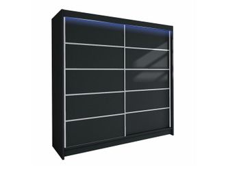 Mirjan24 Armario Closico Cavaris Iv, Negro, 215x180x58cm, Puertas De Armario: Correderas, N&uacute;mero De Estantes: 5, Led