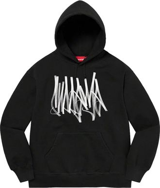 SUPREME tag-graphic hoodie - Black