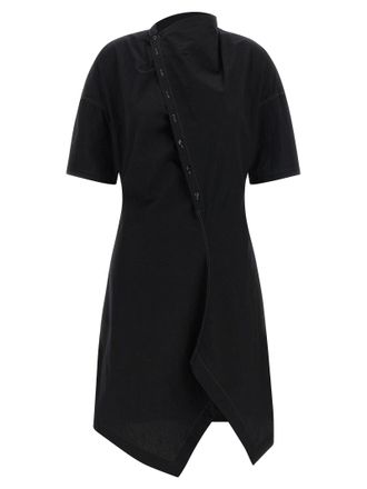 Christophe Lemaire Asymmetrical Cotton Cr&ecirc;pe Shirt Dress - Black