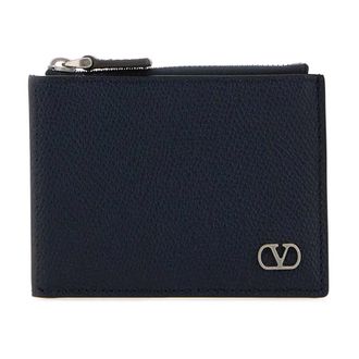 Valentino Garavani Leren Portemonnee voor Kleingeld - Heren - Portefeuilles - Blauw - ONE Size - Leer - Accessoires