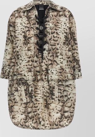 Pinko agra animal print jacket buttoned cuffs pockets