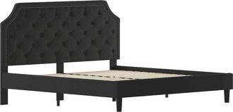 Flash Furniture King Size Tufted Upholstered Platform Bed in Black Fabric