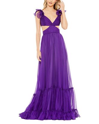 Mac Duggal Ruffle Sleeves Side Cutout Dress