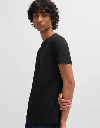 HUGO BOSS Mens HUGO Round Mens Two-Pack of Slim-Fit T-Shirts in Stretch Cotton NOS - White/Black 960 - Size: 42