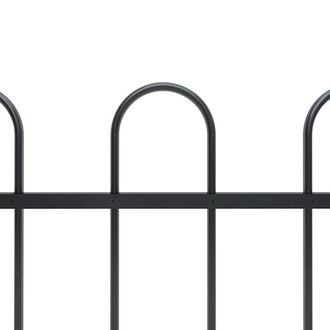 Berkfield Home Elegant Garden Fence with Hoop Top Steel 13.6x1.2 m Black