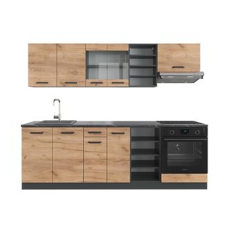 Vicco Mueble De Cocina R-line, Oro Power Roble/antracita, 240 Cm, Et Antracita