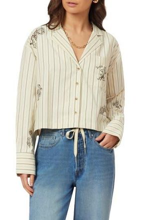 Scotch & Soda Embroidered Stripe Shirt in Hot Fudge Stripe at Nordstrom Rack, Size X-Large