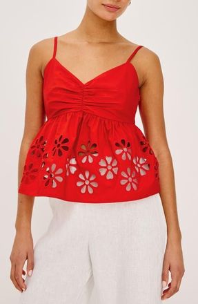 Rails Meru Embroidered Cotton Camisole in Scarlet at Nordstrom, Size Xx-Small