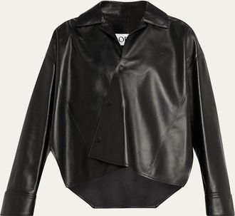 Loewe Asymmetric Wrap Leather Shirt Jacket