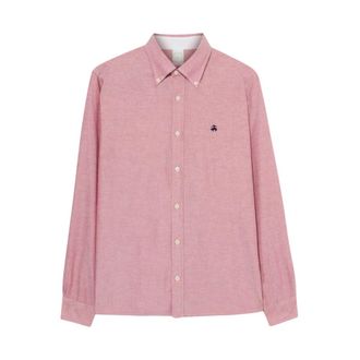 Brooks Brothers Slim Fit Oxford Overhemd met Button Down Kraag - Heren - Casual Overhemden - Rood - M - Katoen - Overhemden