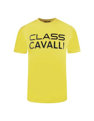 Roberto Cavalli Mens Cavalli Class Bolted Logo Yellow T-Shirt - Size: 40