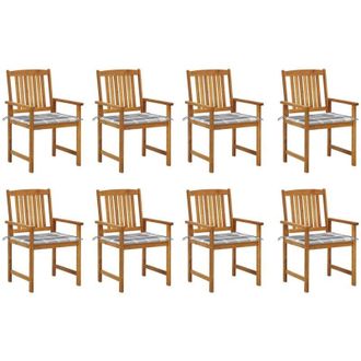 vidaXL Sillas De Jard&iacute;n Con Cojines 8 Pc Acacia Masiva