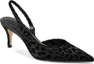 Paige Aven Pointed Toe Slingback Pump in Black Leopard at Nordstrom, Size 9.5