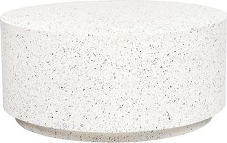 Beliani Mesa De Centro Mgo Fibra De Vidrio Tapa Redonda Resistente A Uv Manchas &Oacute;xido Agua Viento Blanco Con Efecto Terrazo Trezzo