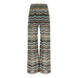 Missoni Chevron Palazzo Broek met Pailletten - Dames - Wijde Broeken - Veelkleurig - S - Pailletten - Broeken