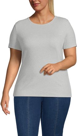 Lands End Plus Size Micro Rib T-Shirt in Soft Light Gray Heather at Nordstrom, Size 1X