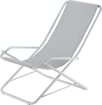 Fiam Poltrona Basculante Da Esterno Linea Dondolina Con Telaio In Acciaio Bianco e Telo In Texfil Grigio