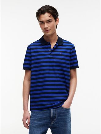 Tommy Hilfiger Mens Tommy Jeans Regular Fit Striped Polo - Blue - L