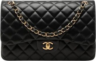 Chanel Pre-owned Classic Double Flap Shoulder Bag - Dames - Vintage Schoudertas - Zwart - ONE Size - Leer - Vintage