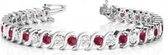 Allurez Garnet & Diamond Tennis S Link Bracelet 18k White Gold (6.00ct)