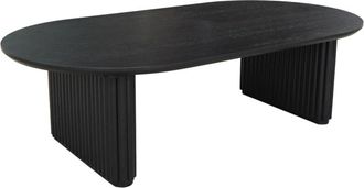 Sweeek Mesa de centro ovalada de madera de hevea con chapa de roble, negro