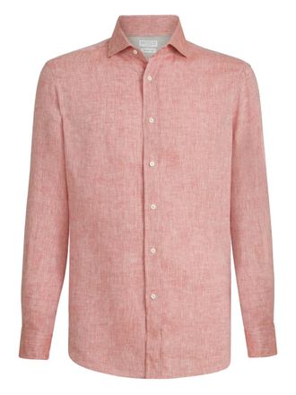 Brunello Cucinelli button-up shirt - men - Linen/Flax - L - Red