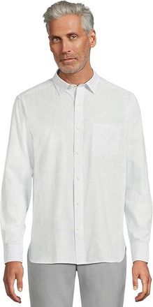 Johnston & Murphy Stripe Slub Linen Shirt Mens Jacket Blue : 2XL, Cotton/Linen/Polyester