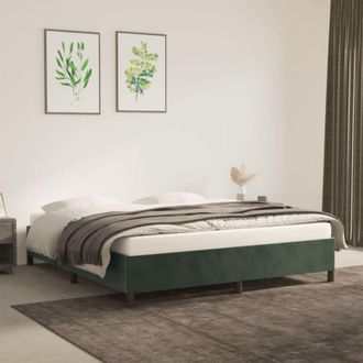 vidaXL Vidaxl - Estructura Cama Sin Colch&oacute;n Terciopelo Verde Oscuro 160x200 Cm