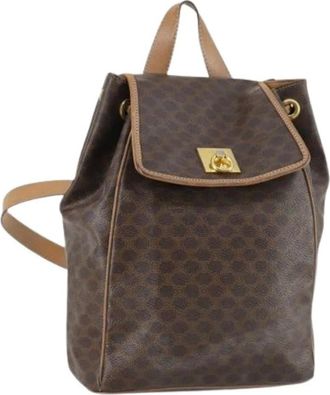 Celine Pre-owned Vintage Leren Rugzak - Dames - Vintage Rugzakken - Bruin - ONE Size - Leer - Vintage