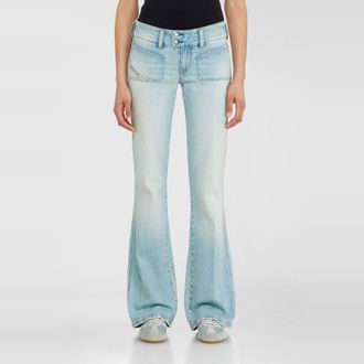 Diesel Bootcut Jeans Low Waist D-Hush, Light blue, Zip fly