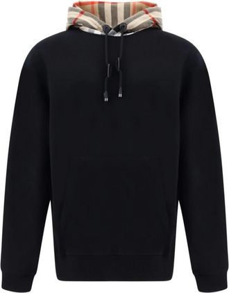 Burberry Samuel Hoodie met Archivio Check patroon - Heren - Hoodies - Zwart - M - Katoen - Hoodies & sweatvesten