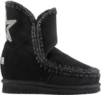 Mou Stijlvolle achterpatch Eskimo laarzen - Dames - Winterlaarzen - Zwart - 40 EU - Wol - Schoenen