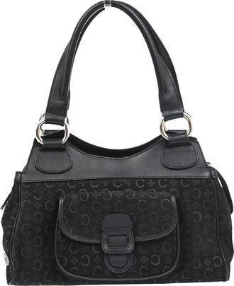 Celine C Macadam Suede Black Suede Handbag (Pre-Owned)