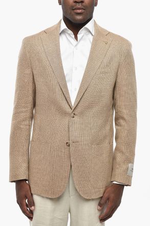 Corneliani CC COLLECTION Blazer Semifoderato in Misto Lino con Tasche a Toppa Corneliani