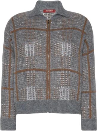 Max Mara Vest met rits en overhemdkraag - Dames - Truien - Grijs - Maat: M Zijde