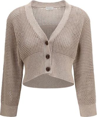 Brunello Cucinelli Beige Cotton Womens Cardigan