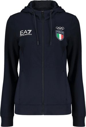Emporio Armani Felpa con zip sportiva - - Sweatshirts & Hoodies - Donna - Blu - XS