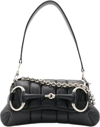 Gucci Pre-owned Horsebit Leder 2way Schoudertas Small - Dames - Vintage Schoudertas - Zwart - ONE Size - Leer - Vintage