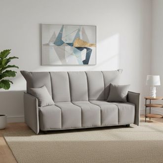 Dmora Sofa Cama Allegra, Sof&aacute; De 3 Plazas, 100% Made In Italy, Sof&aacute; De Sal&oacute;n Con Apertura Trolley Con Apertura Trolley, En Tela Acolchada, Con Almohadas Inc