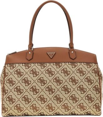 Guess Audrey Monogramme Tote - Dames - Handtassen - Bruin - ONE Size - Polyester - Tassen