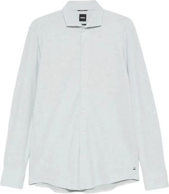 HUGO BOSS Lange Mouwen Button-Down Shirt - Heren - Casual Overhemden - Wit - L - Katoen - Overhemden