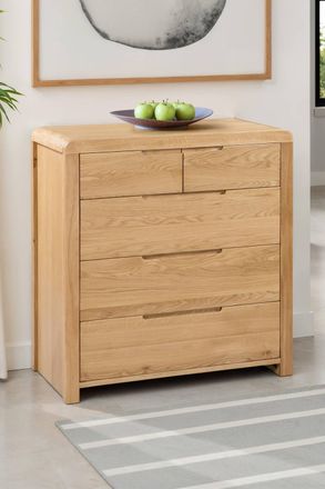Julian Bowen Curve 5 Drawer Chest (3+2) in Light Oak