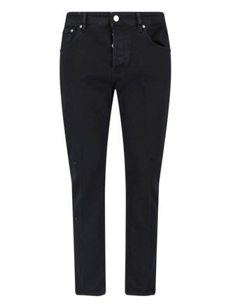 Pantaloni Torino Black Straight-Leg Stretch Cotton Jeans