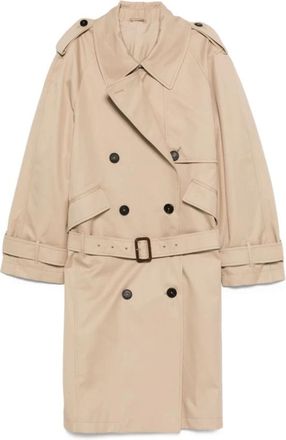 The Attico Beige Double-Breasted Trenchcoat - Dames - Trenchcoats - Beige - XS - Katoen - Jassen