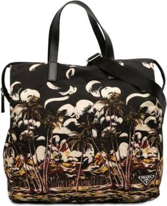 Prada Pre-owned Tote Bags, female, Multicolor, Size: ONE SIZE Pre-owned Printed Nylon Satchel