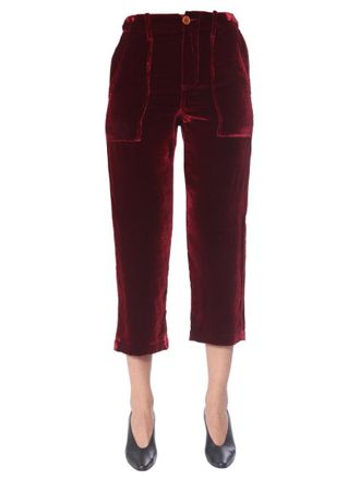JEJIA Burgundy Velvet Cropped Pants